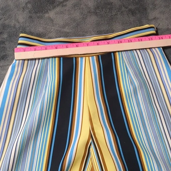 Lena Gabrielle Multi Color Striped Belted Wide Leg Pants size 4 - Picture 5 of 8